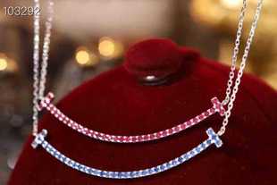More spot wholesale 18K gold explosions smile necklace Ruby Sapphire gold necklace pendant jewelry factory order