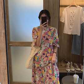 夏天长裙气质法式设计感碎花裙女休闲沙漏型身材连衣裙夏2026新款