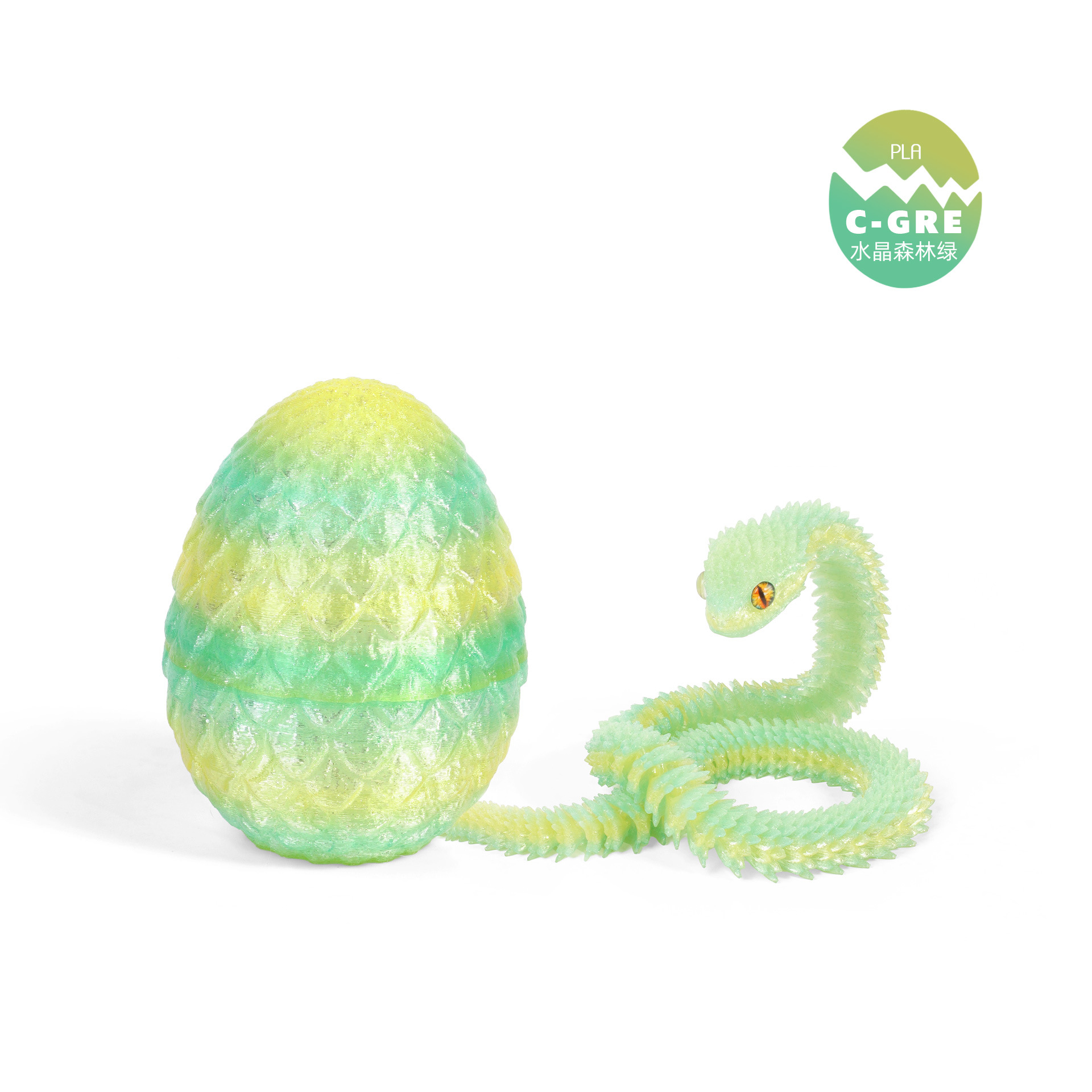 8.5cm 드래곤 알 + 30cm 바이퍼 - 크리스탈 포레스트 그린 (색상 효과 랜덤)