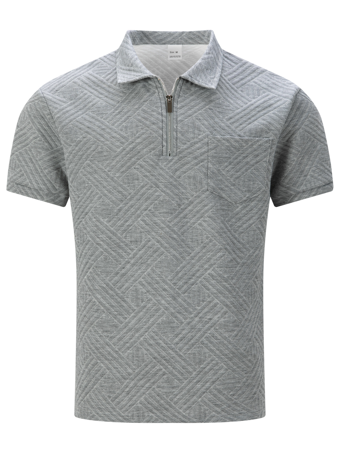 Polo uomo stile americano con tasche a zip e colletto classico_voghion.com