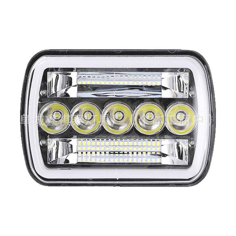 Cuadrado de 5 cuentas de 7 pulgadas con luz de día de apertura de ojo de ángel de dos colores para faros led de coche jeep Wrangler