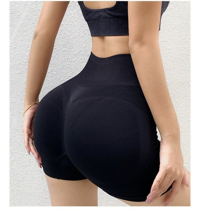 Pantalones cortos de yoga transfronterizos, pantalones elásticos de cintura alta y abdomen cerrado, pantalones de gimnasio sin costura y secado rápido