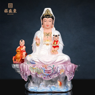 Avalokiteshvara Bodhisattva Statue Resin South Sea Avalokiteshvara Bodhisattva Kirin Baby Delivery Ornaments Baby Delivery Lady Avalokiteshvara Statue