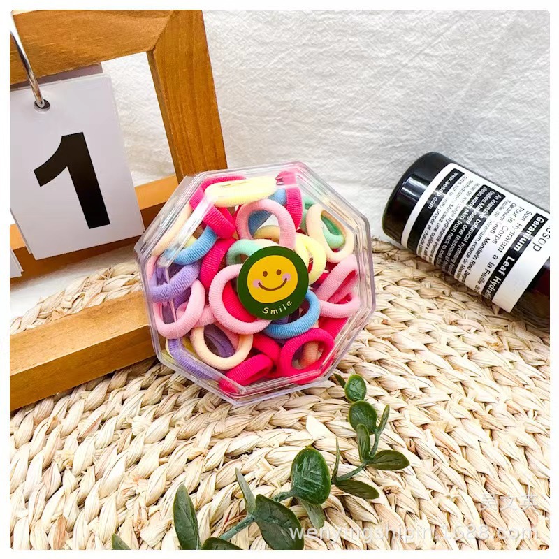 2024 color caramelo cuerda de cabello caja octogonal de banda de goma para niños cabello anillo de cabello cuerda de cabeza dulce lindo pequeño fresco