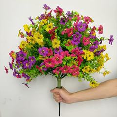 跨境仿真紫罗兰塑料假     花地插树婚庆绿植户外插花布置人造植
