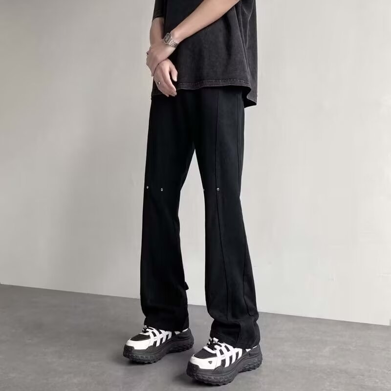 Pantalones vaqueros con botones viejos lavados de la calle americana Pantalones largos de estilo vibe rectos sueltos de primavera y otoño para hombres