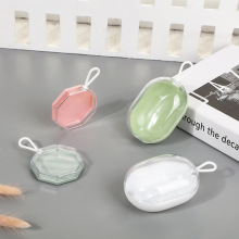 现货彩色半透明包装盒化妆品散粉海绵蛋粉扑收纳盒PS塑料空盒子