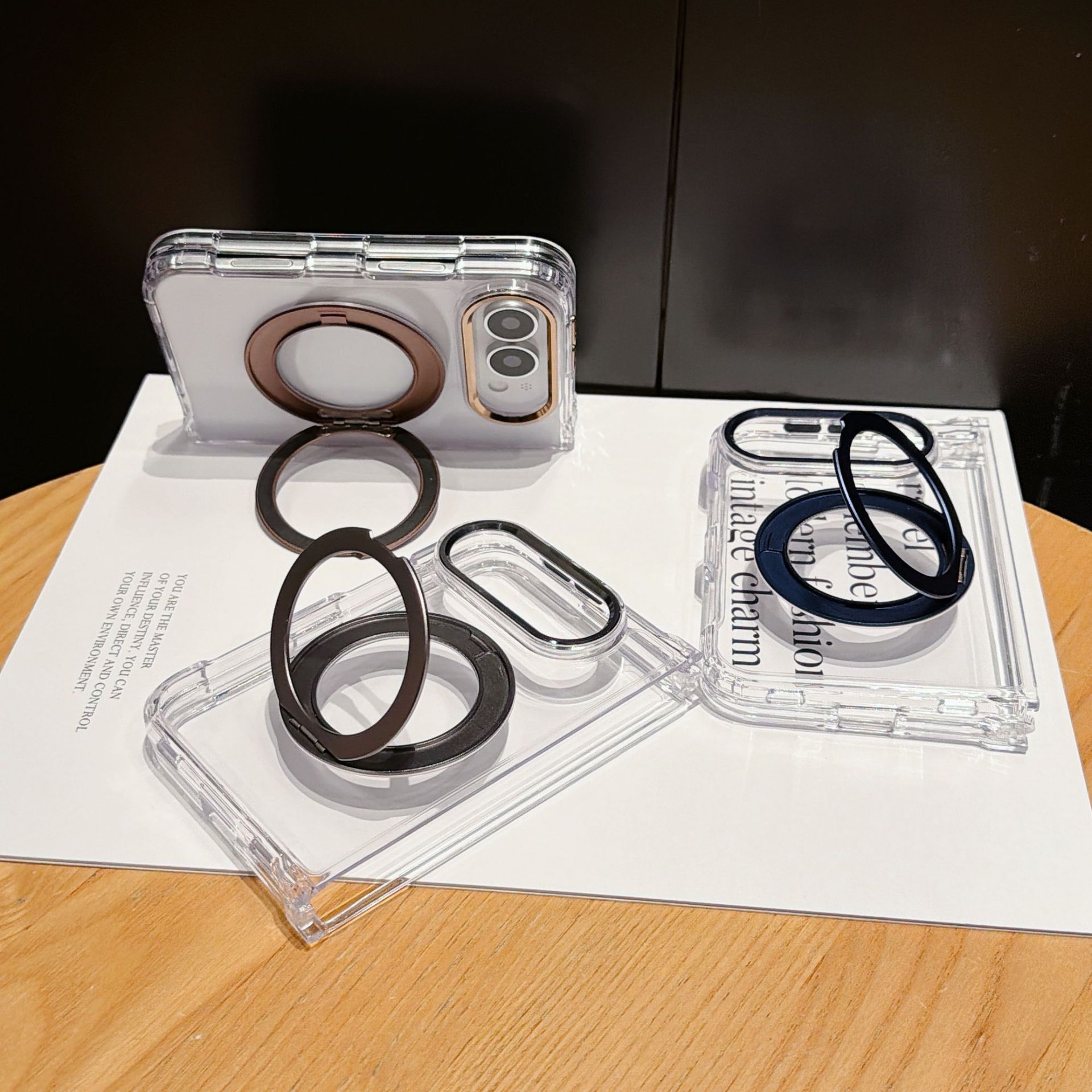 Funda para iPhone con Soporte Magnético para iPhone Duo Acrílico Giratorio de 360 Grados Anti-Caídas