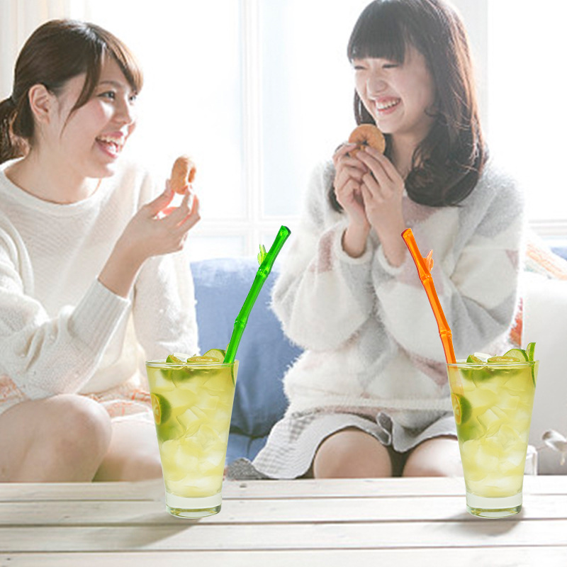 餐厅酒吧KTV用品饮料装饰调酒棒彩色塑料竹子造型搅拌棒20支