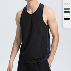 Men's Fitness Quick-Drying Sleeveless Striped Sports Top Outdoor Basketball Training Hurdle Running Sports Top