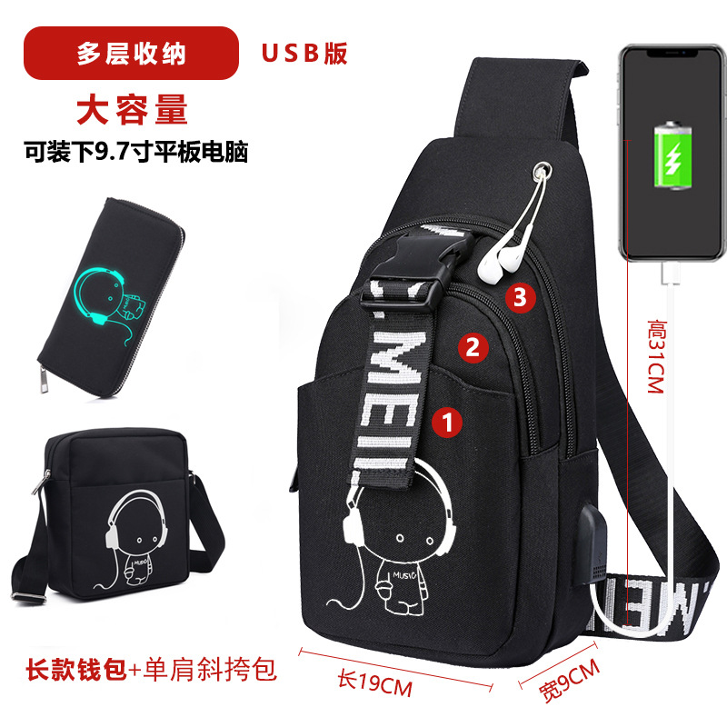 Bolso antirrobo para hombres bolso de pecho para hombres bolso de mensajero casual bolso de hombro multifuncional bolso de mensajero de lona que carga ventas directas de fábrica