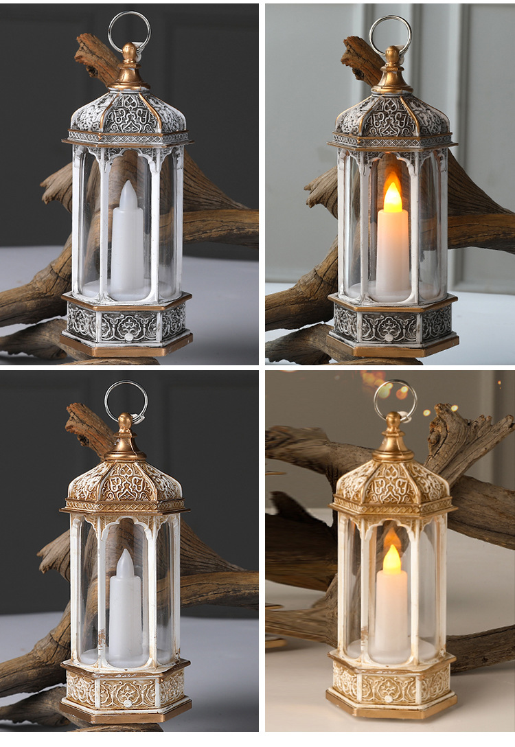 Vintage Hexagonal Candle Storm Lantern_11