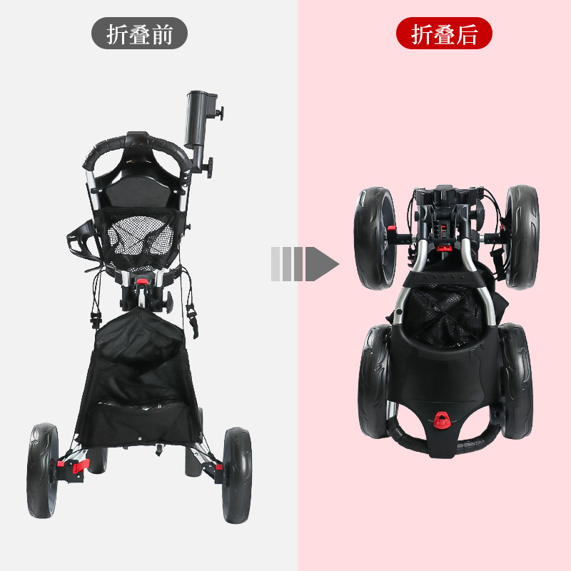 メーカー卸売りゴルフ手押し車四輪アルミ合金ボール車携帯折りたたみゴルフカート|undefined