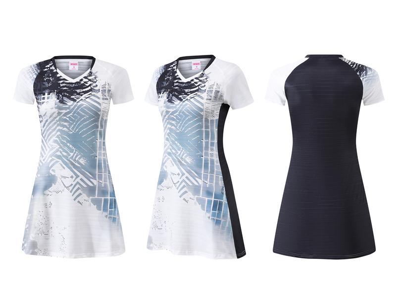 Vestido de bádminton de velocidad de mujer seco abrigo transpirable de fondo anti-luz de tenis vestido de bádminton personalizado