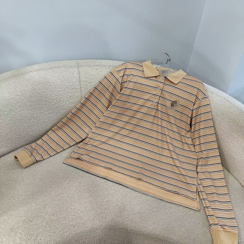 Nanyou High-End Women's Clothing 2026 Spring P Brand New Casual Versatile Long Striped Pique Cotton Polo Shirt Nanyou High-End Women's Clothing 2026 Spring P Brand New Casual Versatile Long Striped Pique Cotton Polo Shirt