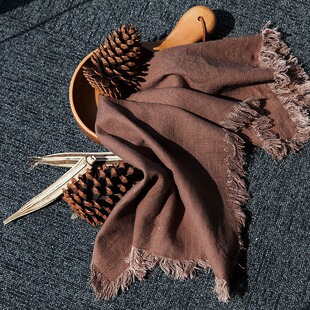 Napkin Cloth Cotton and Linen Tassel Raw Edge Wedding Party Western Table Cloth Decoration Cross-Border Amazon Napkin Mat