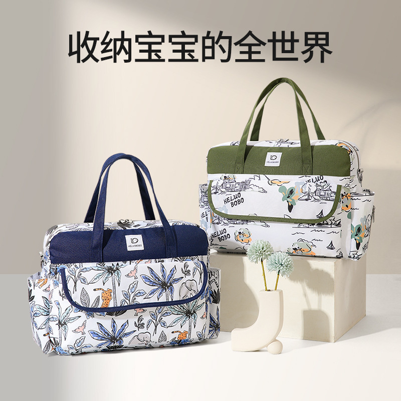Cross-border Portable Mummy Bag Maternal and Infant Backpack Floral Large Capacity Baby Products Storage Bag Mother Shoulder Crossbody Bag