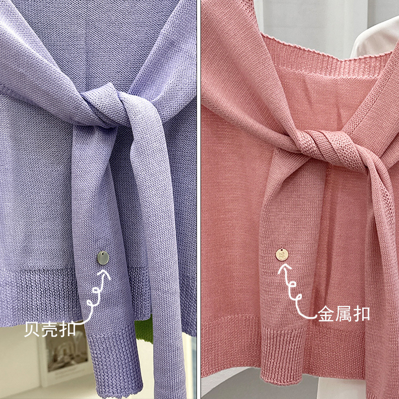 Nuevo estilo coreano Dongdamen sólido chale de punto para mujeres primavera y otoño con cardigans delgados de verano bufandas de nudos