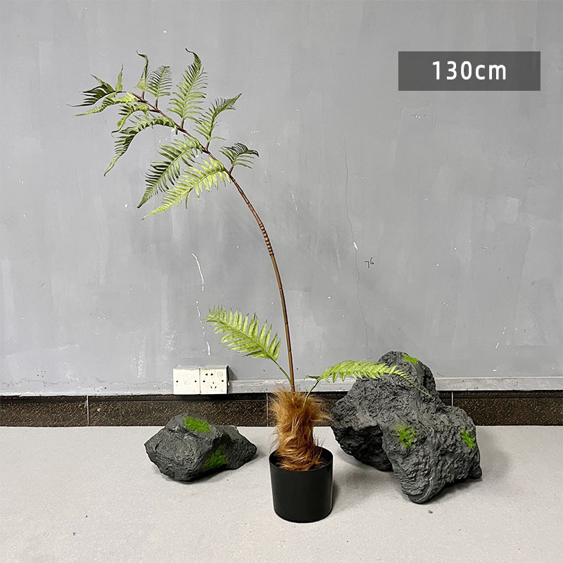 Simulación paisajística de helecho de cabeza de mono plantación de maceta de seda dorada decoración interior plantación de plantas falsas de alta simulación