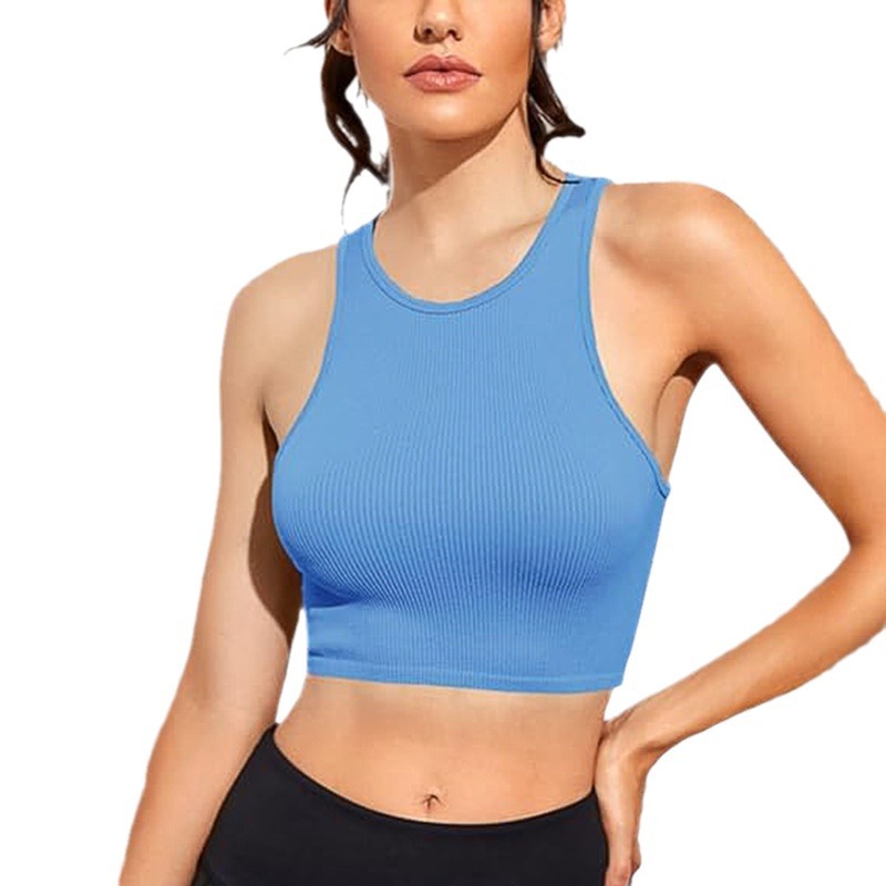 Chaleco de hilo de yoga caliente transfronterizo de nylon de secado rápido para correr sujetador de fitness ropa interior deportiva desnuda amigable con la piel