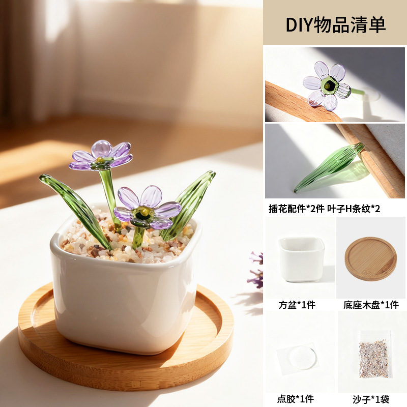 Zibo vidrio artesanía ornamentos maceta de vidrio verde flores regalos de diciembre decoración de oficina image 10