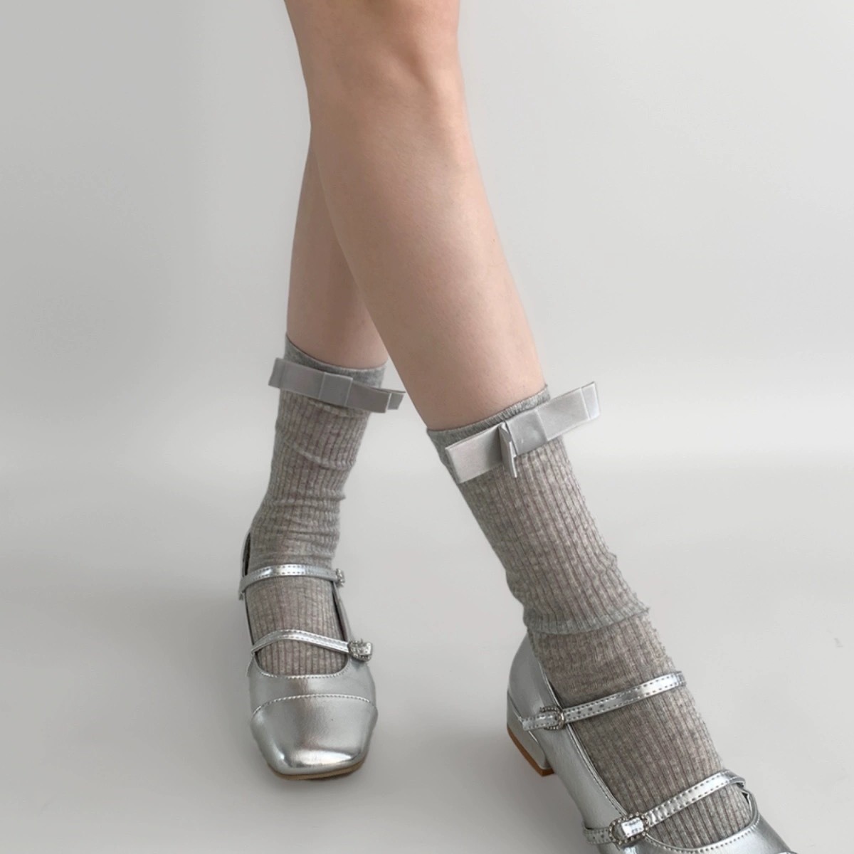 Miu Style 3D Bowknot Boneless Socks Women's JK Mid-Calf Socks Breathable Vertical Stripe Wide Striped All-match Ins Pile Socks for Women