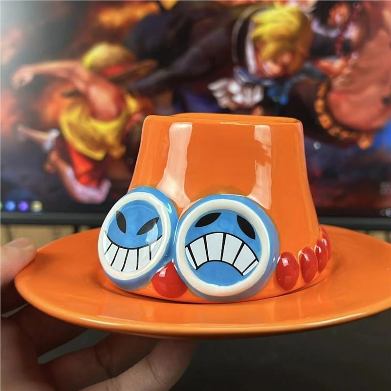 Uno de los piratas perímetro luffy sombrero taza coleccionista ASL sombrero dibujos animados taza de cerámica doméstica decoración de escritorio creativa