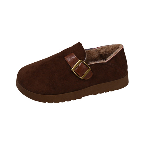 Winter New Fleece-lined Thickened Birkenstock Shoes Un mainstream Casual Style Thick-soled Cotton Shoes Anti-slip Soft Sole Low-top Snow Boots for Women