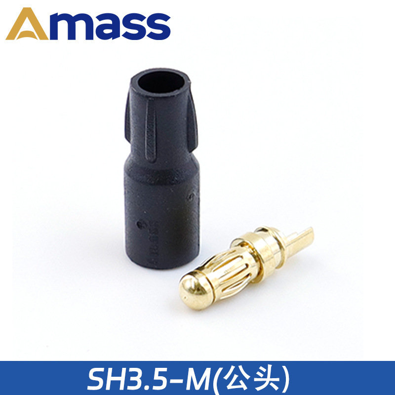 Amassエメス3.5mmシース付バナナプラグsh3.5接続プラグコネクタ銅金メッキ部品|undefined
