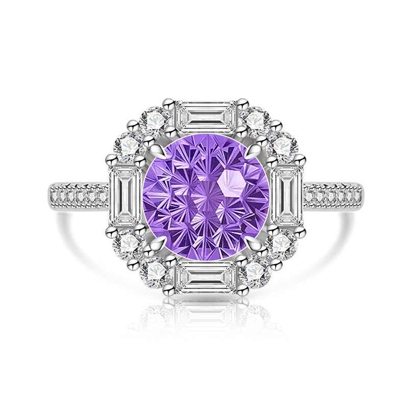 Gold Plated Fireworks Ring With Colored Gemstone And Diamond_voghion.com