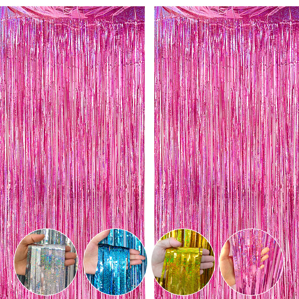 Decoración de fiesta de cumpleaños transfronteriza cortina láser cortina de puerta de lluvia cortina de lluvia láser personalizada