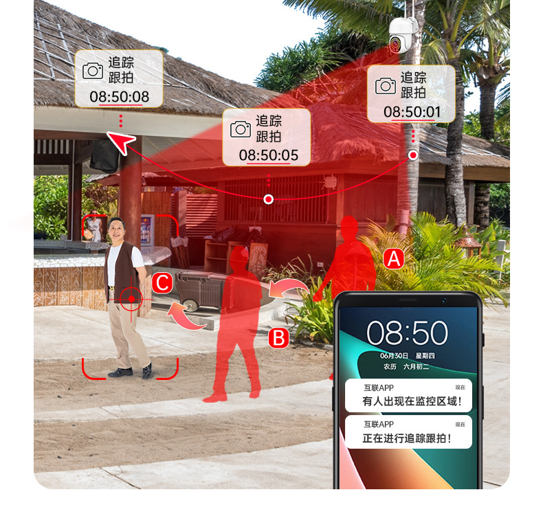 Dome camera wireless mobile phone remote monitor home outdoor high-definition night vision 360-degree unobstructed photography undefined