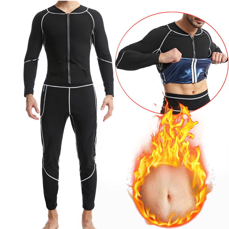 Amazon Women's Fitness Suit European and American Large Size Yoga Sauna Sweat Body Shaper Running Sweat Stitching Long Sleeve Suit
