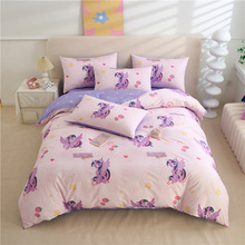 卡通全棉纯棉圆网床笠枕套三件套小马宝莉学生宿舍两件套柔软舒适