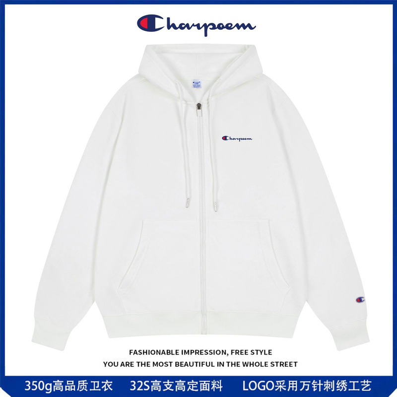 Champion Graffiti Heavyweight 350g Cardigan Sweatshirt for Men 2026 Spring and Autumn New Trendy Brand Embroidered Loose Hooded Jacket