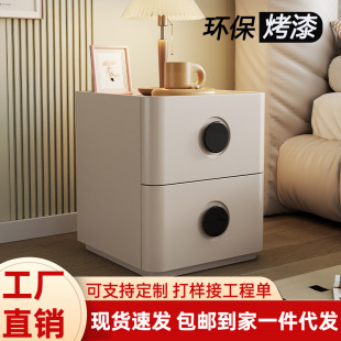Cream Style Solid Wood Painted Bedside Table Bedroom Home Simple Modern Light Luxury High-End Floor-Standing Bedside Storage Cabinet