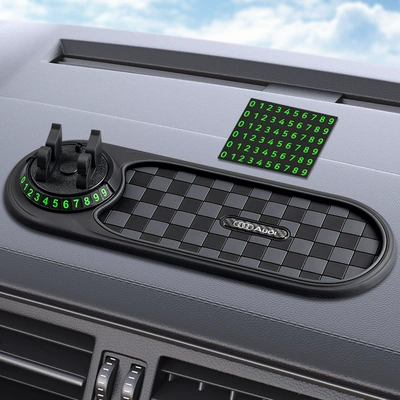 Suitable for Audi car anti-skid Anti-slip mat - black-and-gray-audi-logo-plaid-oval-anti-slip-mat-mobile-phone-holder
