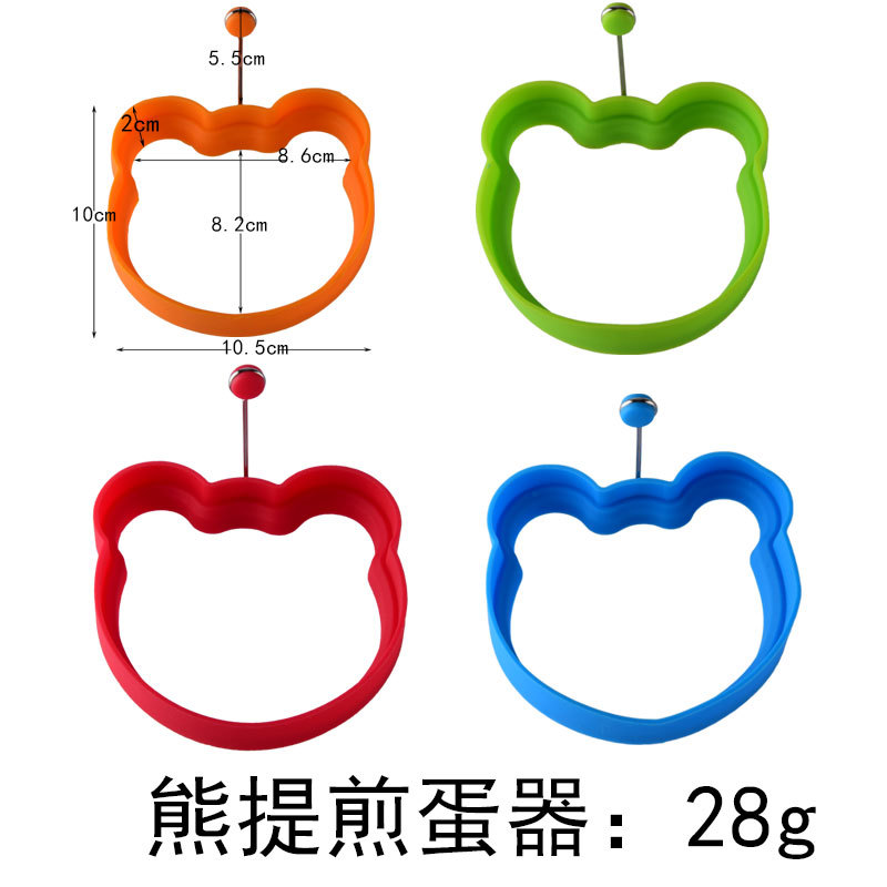 En stock ronda de dibujos animados en forma de corazón de silicona tortilla con mango frito huevo escalfado panqueque molde cocina herramientas para hornear