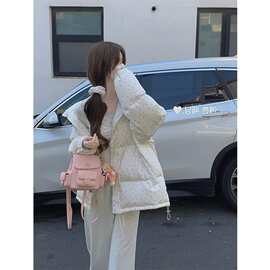 奶fufu甜美学生碎花立领棉服女秋冬季保暖加厚棉衣短款面包服外套