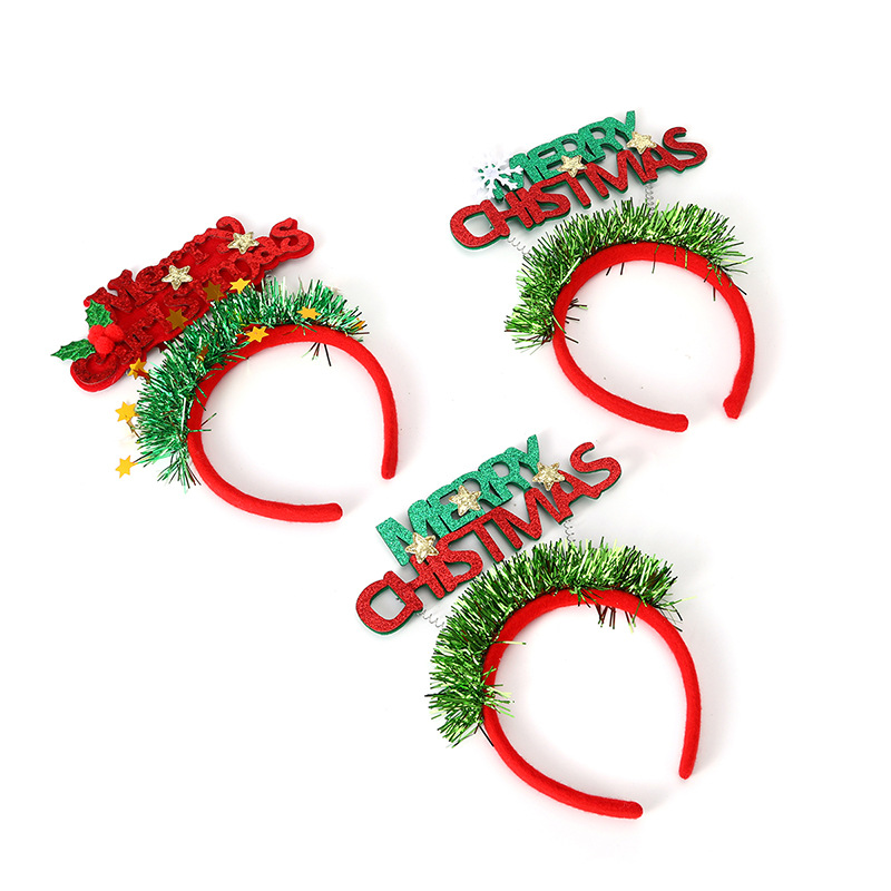 Christmas Glitter Headbands Xmas Costume Headwear Hair Hoops for Christmas Party Decorations Favors Gifts_voghion.com