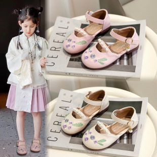Girls' Hanfu Shoes 2024 Spring and Summer New Arrival Children's Princess Shoes Girls' Soft Sole Sandals Small Leather Shoes National Style