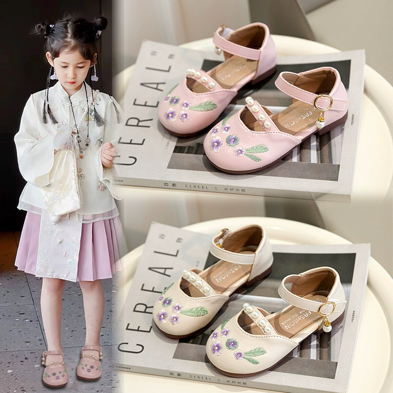 Туфли для девочек Hanfu 2024 весна и лето новые детские ботинки для принцессы