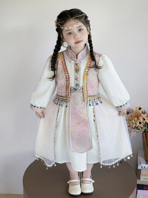 新款2025唐装女童秋季古装国风儿童民族服古风时尚女孩洋气女童裙|undefined