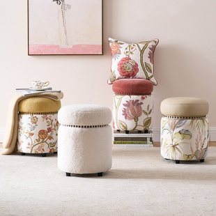Wholesale Small Stool, Small Round Stool, Makeup Stool, Adult Round Sofa Stool, Fabric Solid Wood Shoe Changing Stool