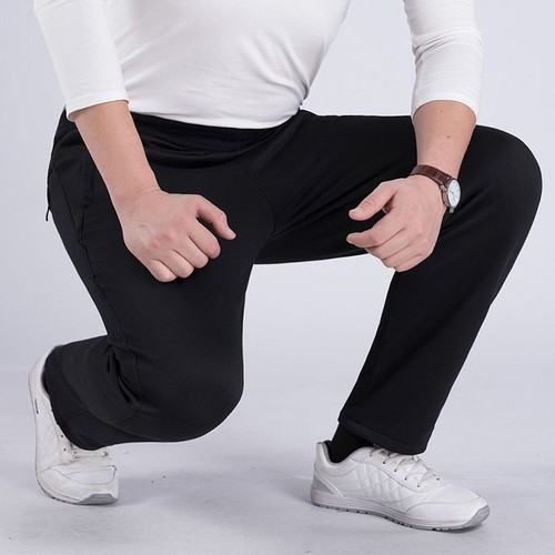 Autumn/Winter Father Plus-Size Fleece-Thick Elastic Loose Middle-Aged Men's Straight Leg Warm-Up Sports Pants for Men
