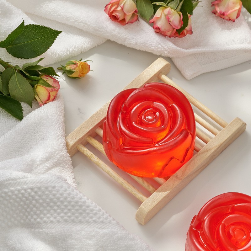 Spot Rose Essential Oil Jabón hecho a mano Lavado de cara Baño Limpiador Baño Aceite esencial de rosa Jabón hecho a mano