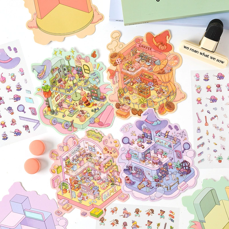 Yuezhen Witch's Work Experience Миниатюрные наклейки для украшения сцены Трансграничные детские наклейки DIY наклейки 3D трехмерные наклейки