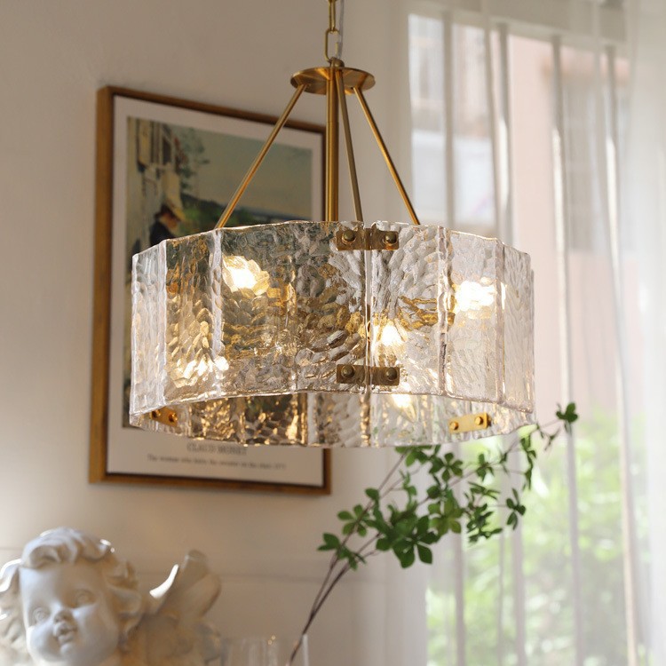 Sala de estar de vidrio italiano, comedor ligero, iluminación moderna simple, dormitorio, lámpara de vidrio italiano, candelabro, posmoderno americano