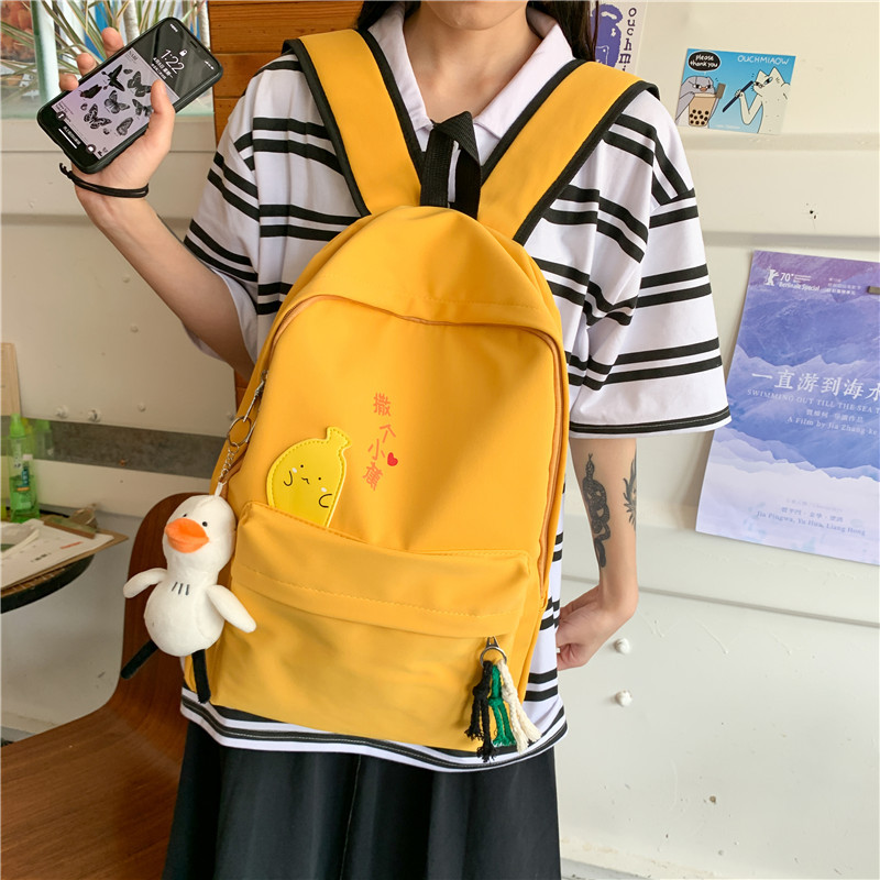 亚马逊中学生书包女2021新款韩版大容量校园背包轻便女生双肩包