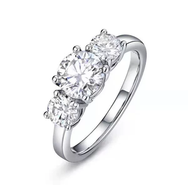 Cross-Border Hot-Selling Simulated Moissanite Ring for Women, Amazon Light Luxury High-End Style, Three Generations and Three Lives Ring, Direct Manufacturer